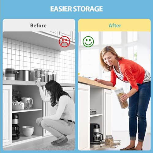 ZOINLIY Pull Out Cabinet Organizer, Versatile Slide Out Kitchen Organizers and Storage,Heavy Duty Drawer Cupboard Storage Basket, Smooth Sliding, Chrome Finish,22.8" W x 21" D - size: 22.8”W x 21”D (Outside Dimensions)
