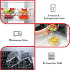 VERONES 30 Pieces Glass Meal Prep Containers Set, Stackable Glass Food Storage Containers with Lids-Airtight Lunch Containers，for Microwave, Oven, Freezer & Dishwasher,Red - color: Red