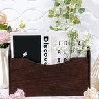 Suzile Wall Mounted File Holder Wood Magazine Holder Wall Hanging File Organizer for Office Mail Magazine Letter Paper Folder Organization (Brown)