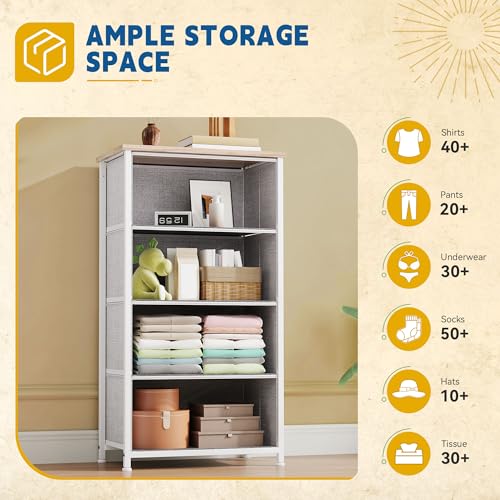DWVO 4 Drawers Dresser, Dresser for Bedroom, Fabric Storage Tower, Chest of Drawers, Organizer Unit for Closets, Living Room - color: Light Grey, style: 4-Drawer