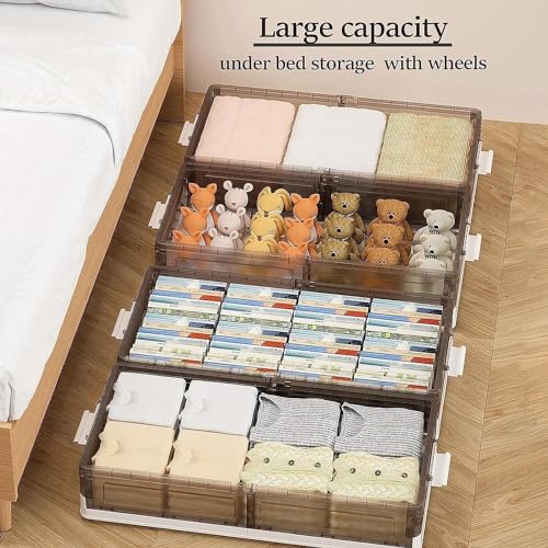 Under Bed Storage Containers - 3Pack, Stackable Under Bed Rolling Storage Plastic Containers, 13.5Gal Storage Bins with Wheels, Multi-purpose Storage Bins with Lids for Clothes, Shoes, And Duvets - size: 13.5Gal - 3 Pack
