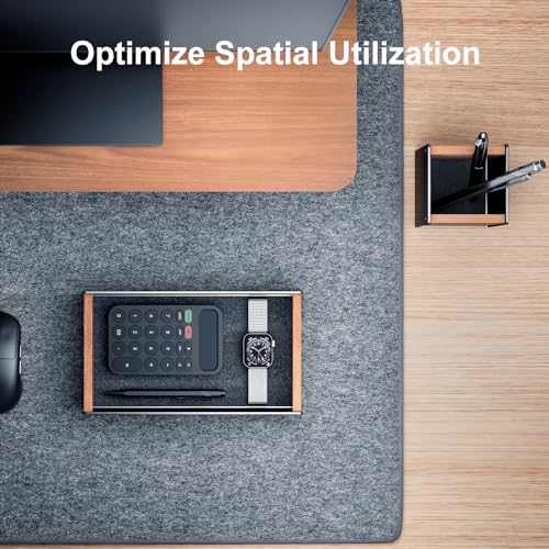 UPERGO Walnut Desk Tray with Pen Holder Set, Natural Wooden Desk Drawer Organizer Office, Organizer Tray for Keys, Pen, Watch - style: desk drawer with pen holder