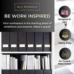 BLU MONACO | Cardboard Magazine File Holder Set of 6 Black | Vertical Magazine File Holder with Gold Label Slots | Standing File Holder and Cardboard Bins for Shelves Desk Storage - color: Black & Gold