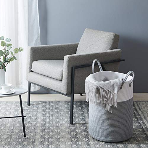 Cotton Rope Laundry Hamper by YOUDENOVA, 58L - Woven Collapsible Laundry Basket - Clothes Storage Basket for Blankets, Laundry Room Organizing, Bedroom Storage, Clothes Hamper – Grey - color: Grey, size: 58L