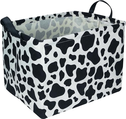 NTAOHAMPER Rectangular Cow Storage Basket, Waterproof Cowprint Box with Handles, Room Decor, Gift Basket for Cow Lovers, Collapsible Storage Bin - color: Cow Pattern