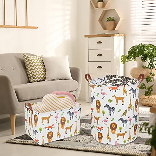 CLOCOR Kids Laundry Basket,Nursery Baby Hamper,Toy Storage Bin with handles for Boys and Girls,Safari Room Decor,Waterproof Storage Basket(Jungle Animals) - color: Jungle Animals