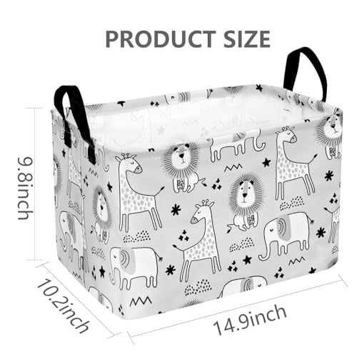 MAIZMZ Kids Storage Basket Baby Foldable Toys Organizer Bins Decorative Gifts Bakset Waterproof Nursery Hamper Women Storage Cube Kids Laundry Basket for Home/Dorm/Kitchen/Pet/Office/Closet/Shelf/ - color: grey zoo
