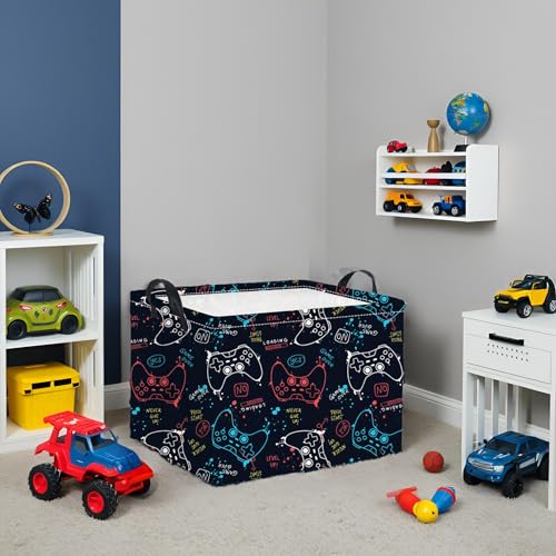 HIYAGON Rectangular Game Basket for Boys Kids Baby Storage Basket Storage Bin Organizer Box Room Decor(Game) - color: Game