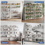ALANNG 40" W Foldable 5-Tier Storage Shelves with Wheels, Adjustable & Removable Metal Rack, Heavy Duty Rolling Organizer for Kitchen, Garage, Closet, Pantry, and Office (White,1 Pack) - color: White