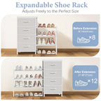 Cidaziya Expandable Closet Organizers and Storage, 4 Drawer Dresser, White Fabric Storage Dresser, Clothes Shelves for Kids, Purse Organizer Small Shoe Rack for Closet Bedroom - size: 11.8"D x 43.4"W x 29.8"H (4 Drawers)