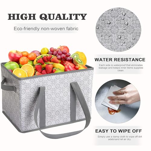 WISELIFE Reusable Grocery Bags [4 Pack],Large Grocery Tote Bag Water Resistant Shopping Bags Foldable Grocery Bag for Clothes,Shoes and Picnic - color: Grey, size: 4 PCS