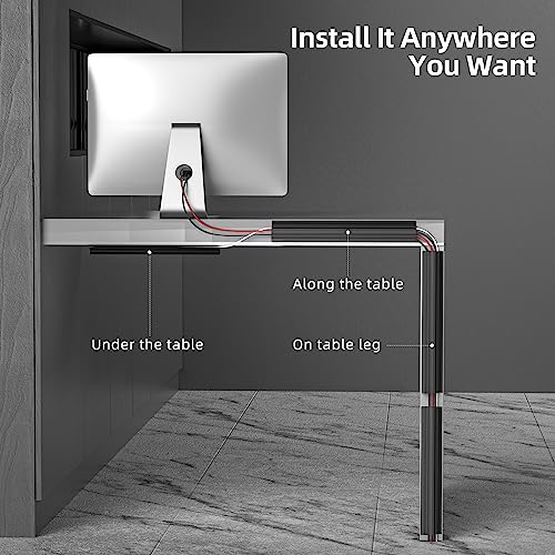 YECAYE 6x15.7in Cable Management, Cord Organizer, Cable Organizer, Adhesive Mount Cord Organizer for Desk, No-Drill Desk Wire Management for Home Office, Baby proofing, Black - color: Black, size: 94in