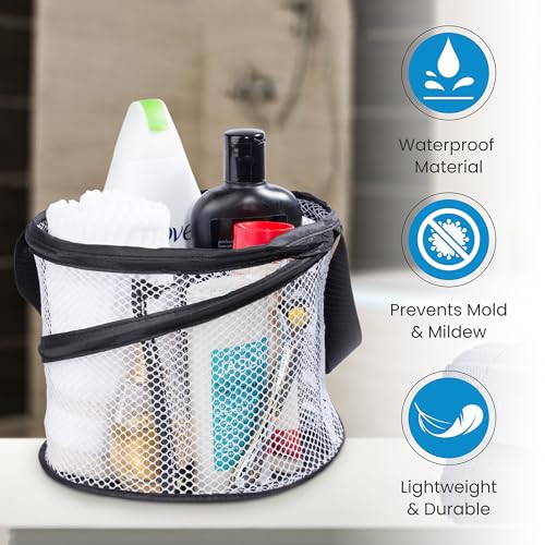 Handy Laundry Mesh Shower Caddy – Portable Hanging Organizer with Handle, Quick Dry, Large Compartments, Foldable Tote for Dorm Room, College, Gym, Travel, Bathroom Essentials, Black - color: Black, size: Small