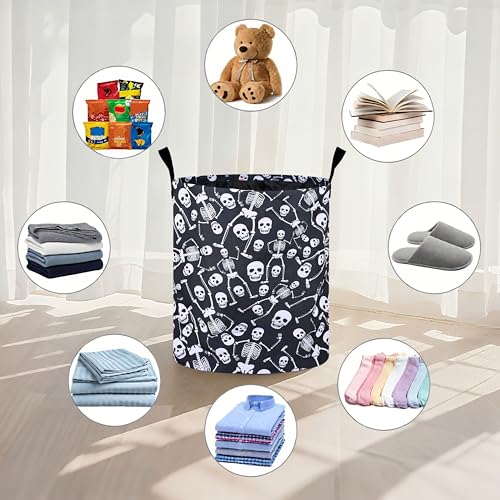 Funny Skull Laundry Basket Foldable Oxford Cloth Tote Bag Laundry Hamper Clothes Storage Bucket Organizer For Bathroom/Laundry Storage/Bedroom 19.6x15.7 Inch - color: Funny Skull