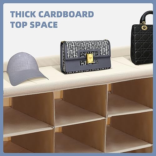 STORAGE MANIAC Stackable Shoe Cubby Organizer, Free Standing Shoe Cube Rack for Entryway, Bedroom, Apartment, Closet, 20-Cube Beige - color: Beige, size: 20-Cube