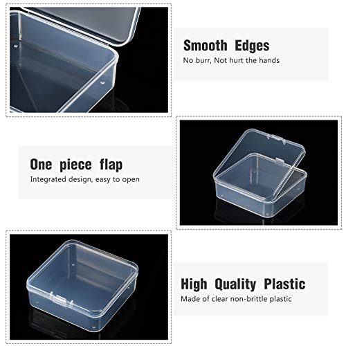 48 Packs Clear Small Plastic Containers Transparent Storage Box with Hinged Lid for Small Items Crafts Jewelry (2.9 x 2.9 x 1 Inches) - size: 2.9 x 2.9 x 1 in
