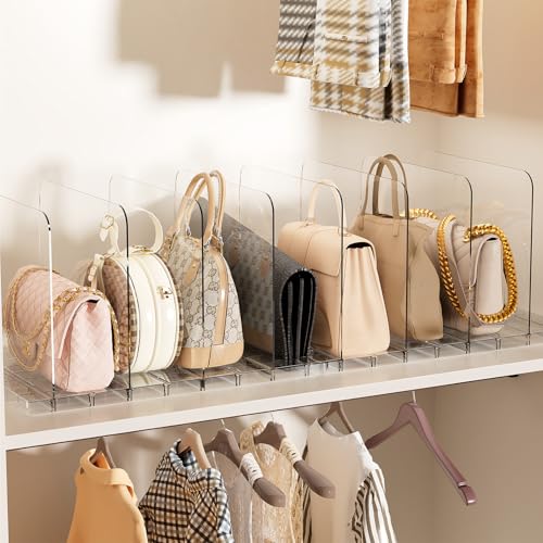JOYZAN Stackable Purse Organizer for Closet, Adjustable Closet Purse Organizer, Clear Acrylic Shelf Dividers, Detachable Handbag Storage Separator Dividers for Home, Office - 2 Pack - size: 2 Pack