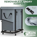 50 Gal(190L) High Grade Large Laundry Basket with Wheels, Rolling Laundry Hamper, Laundry Cart with Metal Frame and Removable Bag Design, Suitable for Laundry Room, Bedroom (Grey, 2 Section 190L) - color: Grey, size: 2 Section 190L