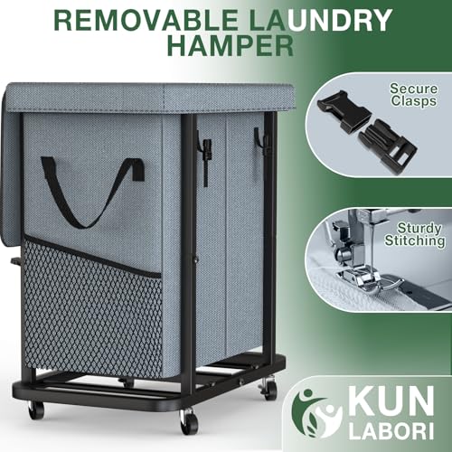 50 Gal(190L) High Grade Large Laundry Basket with Wheels, Rolling Laundry Hamper, Laundry Cart with Metal Frame and Removable Bag Design, Suitable for Laundry Room, Bedroom (Grey, 2 Section 190L) - color: Grey, size: 2 Section 190L