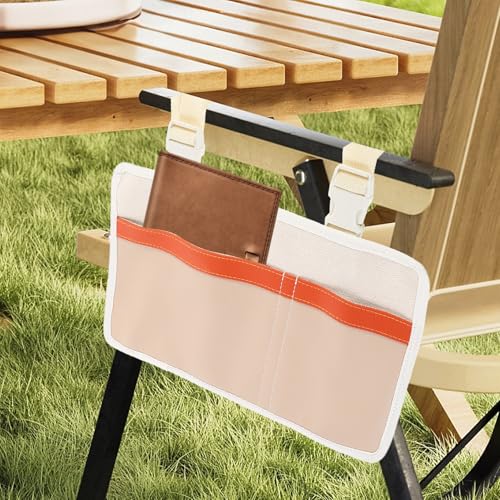 Car Seat Back Organizer Bag with Pu Pockets, Hanging Storage Pouch for Outdoor Camping and Picnic, Sofa Side Pocket in Ivory White, Portable Vehicle Storage Bag