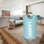 Maxsilan 90L Large Laundry Basket, Freestanding Tall Clothes Hamper, Collapsible Laundry Bag, Light Blue - color: Light Blue, size: 90l