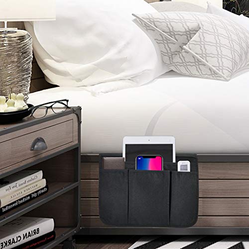 Bedside Caddy Bedside Storage Organizer Magazine Phone Tablet iPad Remote Holder, Organizer Caddy for Home College Dorm Bed, Sofa, Bunk Bed (Black) - color: Black