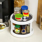 2 Tier 10" Turntable Lazy Susan Spice Organizer - Rotating Seasoning Rack for Pantry Cabinet Kitchen Countertop, Table Top Organizing - Multiuse Two Tier Rotating Organization Rack Spinner - size: 10inch - 1 Pack