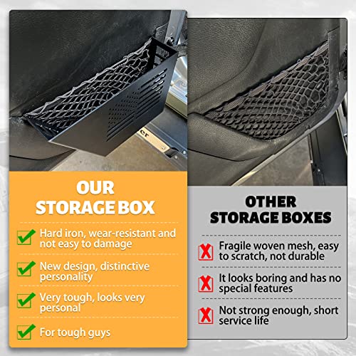 MAIKER Metal Front Door Storage Box, Door Side Insert Organizer Box Pockets for 2007-2018 Jeep Wrangler JK JKU 2/4 Door 2pcs(Black) - size: JK/JKU Front