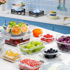 VERONES 30 Pieces Glass Meal Prep Containers Set, Stackable Food Storage Containers with Lids-Airtight Glass Lunch Containers，for Microwave, Oven, Freezer & Dishwasher,White - color: White