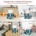 2 Pcs Abstract Grunge Blue Tissue Box Cover Leather Tissue Box Holder Square Facial Paper Organizer Dispenser for Bedroom Dresser Night Stand Office Desk - color: Abstract Grunge Blue