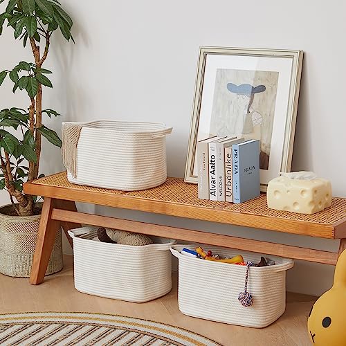 R RUNKA Cotton Rope Storage Basket 15"x10"x9" – Fabric Storage Bins for Organizing Clothes,Toys,Blankets – Durable Woven Storage Basket for Closet, Shelf & Living Room