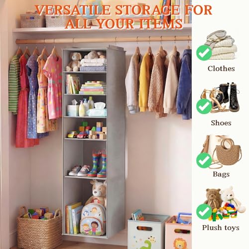 Ofiray-home Hanging Shoe Organizer for Closet, 8 Tier Closet Shoe Organizer with Adjustable Shelves for Boots, Heavy Duty Hanging Closet Organizer, Shoe Storage Organizer for Closet Rod