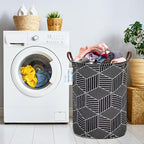 LANGYASHAN Laundry Basket Canvas Fabric Collapsible Organizer Basket for Storage Bin Toy Bins Gift Baskets Bedroom Clothes Children Nursery Hamper (Black diamond) - color: Black diamond