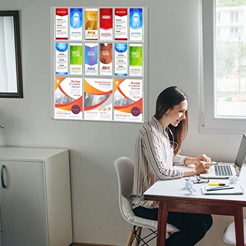 Weysat Acrylic Brochure Holder Wall Mount, Clear Plastic Pamphlet Holder Magazine Display Trifold Flyer Rack Hanging Literature Storage Organizer(3 Magazine Pockets, 12 Pamphlet Pockets) - size: 3 Magazine Pockets, 12 Pamphlet Pockets