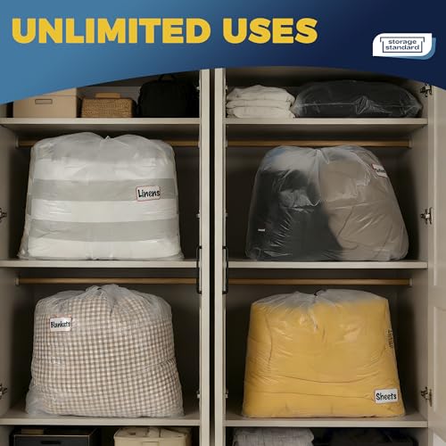 Storage Standard Large Clear Plastic Bags for Storage 6-Pack - Waterproof Extra Large Plastic Bags with Zip Ties, Heavy-Duty Cover for Clothes, Blankets, Linens & Bedding Organization - 32 x 42 Inches - size: 32'' x 42’’