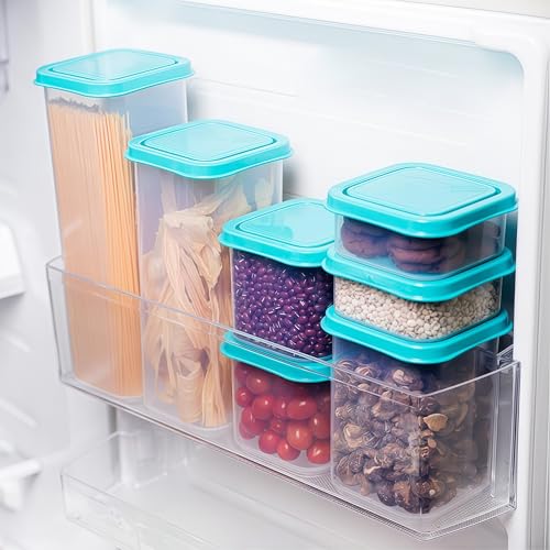 Airtight Food Storage Container With Lids 9PCS Family Set, BPA-Free Food-grade Plastic Stackable Leak-proof Kitchen Pantry Organizers for Pasta, Nuts, Dry Goods, Snack,Modular Design (Blue) - color: Blue