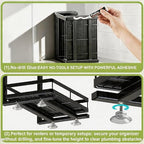2 Pack Under Sink Organizers and Storage, Heavy Duty Metal Pull Out Cabinet Organizer with Ball-Bearing Slides, Height Adjustable L-Shaped Shelf for Kitchen & Bathroom (2-Pack) - size: Double Layer