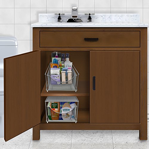 Sorbus® Cabinet Organizer Drawer with Cover—Mesh Storage Organizer w/Pull Out Drawers—Stackable, Ideal for Countertop, Cabinet, Pantry, Under the Sink, Desktop and More (Silver Bottom Drawer) - color: Silver, size: 1 Drawer