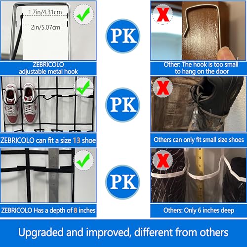 over the door shoe organizer,2025 upgraded,over the door shoe organizer,35 Huge clear pockets,over door shoe organizer,Store size 13 shoes,Strong material,hooks Suitable for various doors,White - color: White-clear pockets, size: 71'' x 25.4''/Pack of 1