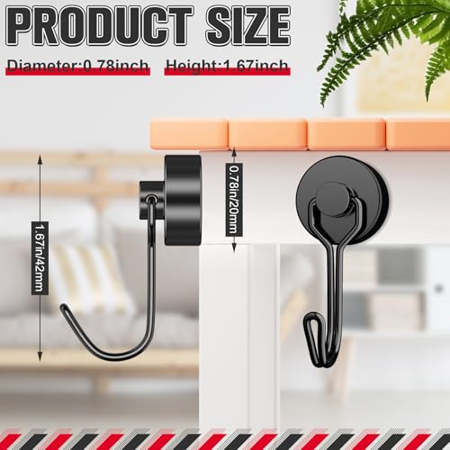 FINDMAG 40LB Magnetic Hooks, Heavy Duty Neodymium Hooks, Strong Hanging Hooks for Kitchen, Office, Garage, Warehouse, Black, Pack of 12 - color: Black, size: 12Pack 40Lbs+