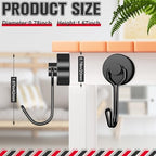 FINDMAG 40LB Magnetic Hooks, Heavy Duty Neodymium Hooks, Strong Hanging Hooks for Kitchen, Office, Garage, Warehouse, Black, Pack of 12 - color: Black, size: 12Pack 40Lbs+