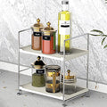 Plastic/Metal Freestanding Stackable Organizer Shelf,Bathroom Countertop Storage Shelf Cosmetic Organizer Holder Kitchen Spice Rack,2-Tier Standing Rack (Silver) - color: Silver