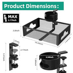 CABTE Desk Cup Holder with Drawer Organizer, Anti-Spill Clip-On Table Cup Hook with 360° Rotation Hidden Storage Box for Office Home Gaming Table (Black) - color: Black