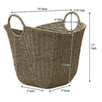 Household Essentials Brown Wicker Storage Basket with Handles Large | Natural Seagrass - color: Natural Seagrass