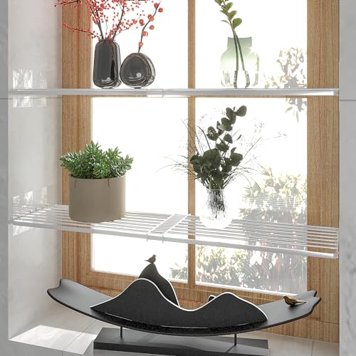 2Pack Expandable Closet Tension Shelves Organizers, Adjustable Wall Mounted Tension Shelf for Cabinet Rack Storage Wardrobe Divider Shelving for Closets Pantry Cupboard Kitchen - size: 2Pack/Liner, Small,W7.87" X L(16.5 "~ 31")