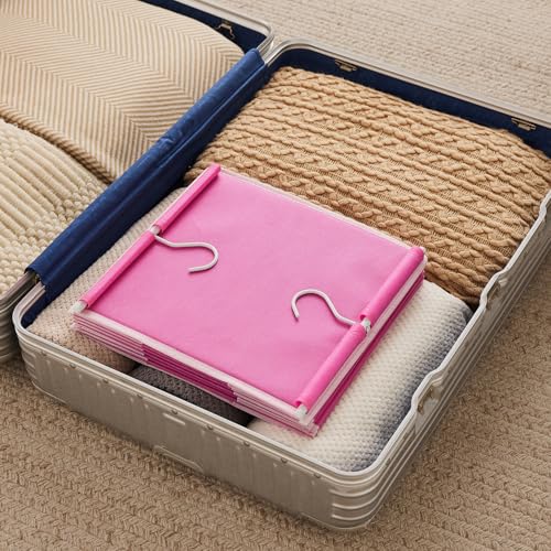 MAX Houser 6-Shelf Hanging Closet Organizer, Hanging Storage Shelves with 2 Sturdy Hooks Space-Saving for Bedroom, Foldable (Pink) - color: Pink