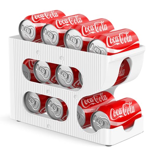 Sotfamily FIFO Soda Can Organizer for Pantry/Fridge, Automatic Rolling Pop Can Dispenser/Storage/Holder/Container for Refrigerator or 12" Deep Shelf, Space-Saving Drink Organizer for 12 Standard Cans - size: 1 Pack