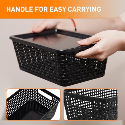 Plastic Storage Baskets With Lid, Storage Bins for Organizing, Stackable Decorative Containers for Shelves Drawers Desktop Closet Playroom Classroom Office,10 Pack-Black - color: Black, size: 10 Pack