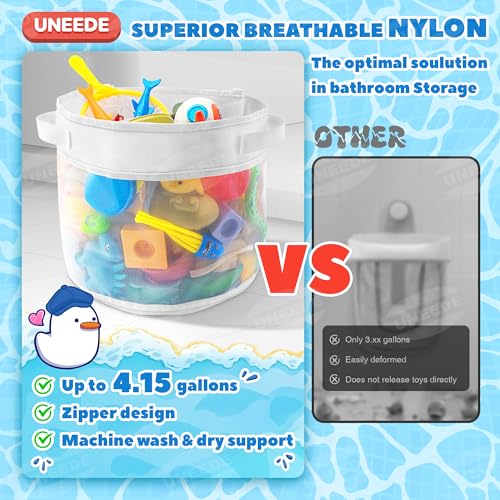 UNEEDE Bath Toy Organizer,4 Gallons Bathtub Toy Storage Organizer,Quick Access Bath Toy Holder For Bathtub,Baby Organizer,Quick Dry Baby For Tub,Mesh Shower Caddy - style: Classic Style