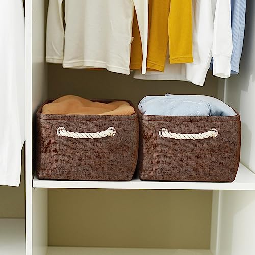 WarmHome Fabric Storage Bin Shelf Basket for Home, Closet(Brown-3 Pack, 13.8L9.8W6.7H) - color: Brown, size: 3PCS/Medium -13.8Lx9.8Wx6.7H